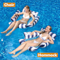 Miniatyrbild 3 av 5: Uppblåsbar Pool Float Stol Lounger för Vuxna och Barn Simning Randigt Mönster Float Hängmatta för Poolparty Sommar Vattenlek