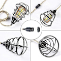 Miniatyrbilde 4 av 5: DIY Hengelampe med hamptau, tekstilkabel, 3E27-lampe med bryter og støpsel, retrolampe 9 meter kabel, lampe for spisebord, kafé, Li
