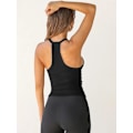 Miniatyrbillede 2 af 5: Dame Tanktop Sommer Racerback Træningstop Gym Yoga V-hals Ribbet Basic Top Afgrødet Gå Ud Top (xs) sort