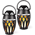 Miniatyrbild 1 av 4: 2-pack utomhus Bluetooth-högtalare, Bluetooth 5.0 LED-flamhögtalare, Ipx5 vattentät flamficka atmosfärhögtalare, flamplampa, presenter till män kvinnor