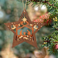 Miniatyrbild 4 av 5: Julkrubba Ornament Jul Trä Hängande Ornament Flerlagers Julkrubba Julgransprydnad