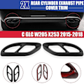 Miniatyrbilde 2 av 5: Matt Svart Bil Bakre Dobbel Eksosrør Deksel Klistremerker Auto Eksos Lyddemper Trim for C GLC W205 X253 20
