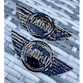 Pikkukuva 4 / 4: 2x Mini R50 R56 R57 R58 R59 Kiiltävän musta metallinen konepelti/takaluukku merkki