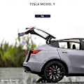 Miniatyrbillede 5 af 5: 1/24 Skala Tesla Model Y Støbt Legering Legetøjsmodel Bil Simulation Med Lyd Lys Træk Tilbage Funktion Samling Drenge Legetøjsgaver
