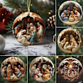 Miniatyrbild 2 av 5: 6 st Julkrubba Ornament, Akryl Julkrubba Julgransprydnad, Hängande Ornament Julkrubba Hänge
