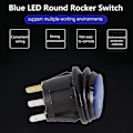 Miniatyrbilde 3 av 4: 12V vippebryter, 12V 16A Auto LED vippebryter, Auto bil frontlysbryter blått lys rund vippebryter bryterkontroll 3 pin, 1 pakke