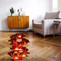 Pikkukuva 3 / 5: 3D Lava Lattiatarra Irrotettava Vinyyli Liekki ja Lava Taustakuva