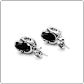 Miniatyrbillede 3 af 5: Punk Rock Titanium Stål Blomstermønster Krystal Øje Hoved Skull Stud Ea