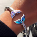 Miniatyrbilde 2 av 4: Abalone Shell og havfruehale armbånd armbånd justerbar åpen