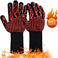 Miniatyrbilde 1 av 4: Hansker og grytekluter Finger Grill Hansker BBQ Hansker 1 Par Varmebestandige Stekeovnshansker opptil 800°C/1472°F Universal Størrelse Stekeovnshansker Stekeovnshansker（ro