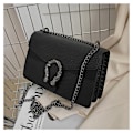 Miniatyrbild 2 av 4: Crossbody axelväska för kvinnor - Ormmönstrad läder Messenger Bag C