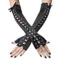 Halloween Fingerless Lace-Up Handsker - Lange Sorte Beklædningsgenstande Albuer