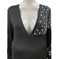 Miniatyrbillede 5 af 5: Maternity Langærmet V-hals Rhinestone Faux Wrap Maxi Kjole(Sort-XL)