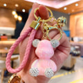 Miniatyrbilde 1 av 4: Søt diamantbjørn nøkkelring Kawaii nøkkelringer håndleddsrem håndledd