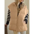 Pikkukuva 2 / 4: (M) Naisten rento talvinen oversized-puffer-liivi pystykauluksella ja lentävillä hihoilla, eristetty ja topattu, taskuilla