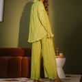 Miniatyrbild 3 av 5: Dam 2-delat casual outfit set veckad långärmad lös passform B