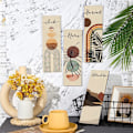 Miniatyrbillede 5 af 5: Abstrakt Boho badeværelsesvægkunst i træ, vægmaleri i midten af århundredet, minimalistisk botanisk (11 x 3,5 tommer, Boho botanisk)