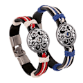 Miniatyrbillede 1 af 4: 1 par legering hule blomst læderarmbånd - Legering hule blomst par armbånd - Legering hule blomst vintage kohud armbånd