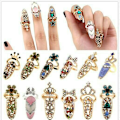 Miniatyrbillede 1 af 5: Dame Mode Bowknot Negl Ring Charm Krone Blomst Krystal Finger Negl Ringe