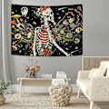 Miniatyrbillede 4 af 5: Kraniet Gobelin Svampe Gobelin Farverige Blomster Planter Gobelin Månehave Gobelin Trippy (51,2 x 59,1 tommer)