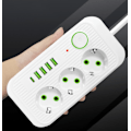 Pikkukuva 2 / 4: 3-osainen pistorasia seinään 4 USB-portilla ja 1 USB C -portilla, 8-in-1 sähköpistorasia, pistorasia kotitoimistoon musta (17,2 * 8,6 * 3,8 cm)