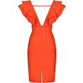 Miniatyrbilde 5 av 5: Kvinners Ruffle Korte Ermer Plunge V-hals Bodycon Kjole Bak Split