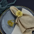 Miniatyrbillede 2 af 5: Sæt med 12 blomster servietringe, hule blomster servietholder, smuk husholdningsserviet, diamant servietring til bryllupsbanket (guld)