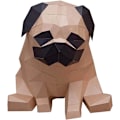 Pikkukuva 1 / 4: 3D-mopsipaperiveistos, esileikattu DIY-paperikäsityöpakkaus, käsintehty eläinhahmo, ruskea väri, DIY 3D-paperimalli, luova kodin sisustus