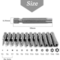 Pikkukuva 2 / 5: 12 kpl 50 mm Torx-kärkipääruuvibittisetti magneettiset ruuvibittiset 1/4\" kuusiokolovarsi S2-teräs T5-T40 tähtikärki turvallisuus Torx tamper-proof sähkö