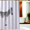 Miniatyrbillede 2 af 5: Zebra Bruseforhæng, Håndtegnet Zebra Maleri Badeværelse Dekor S