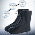 Miniatyrbillede 3 af 5: Vandafvisende Skocover, 1 Par Vandafvisende Regn Skocover, Vandafvisende Oversko, Sorte Anti-Slip Skocover
