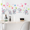 Miniatyrbild 1 av 5: En uppsättning söta elefanter ballonger fjärilar väggdekaler självhäftande väggdekor för vardagsrum, sovrum, kök, badrum