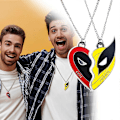 Pikkukuva 4 / 5: Deadpool & Wolverine Parhaat Ystävät Kaulakorut Miehille ja Naisille Puoli Sydän Riipus Korut Lahjat
