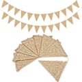 Miniatyrbillede 1 af 5: 11 meter hessian banner, vimpelguirlande, 48 stk. hessian vimpelguirlande, trekantflag til bryllupper, fester, dåbsdekoration (13 x 17 cm)