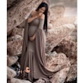 Miniatyrbillede 2 af 5: Maternity Chiffon Havfrue Kjole Off Shoulder Faldende Ærme Tilpasset
