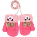 Miniatyrbilde 1 av 4: Toddler Vinter Termiske Hansker Varme Strikkede Votter Baby String Plysj