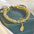 Miniatyrbillede 2 af 5: Hetian Jade Gold Leaf Armbånd - Hetian Jade Elegant Temperament