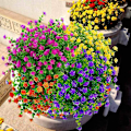 Miniatyrbild 4 av 4: Konstgjorda blommor utomhus, falska, gröna plastblommor för bröllopsdekorationer på bondgård, 10 st (blålila lotus)