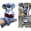 Miniatyrbillede 4 af 5: Solbjørn, der læser en bog, havefigur, koala-bjørn, solcelledrevne LED-lys