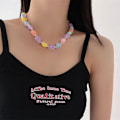 Miniatyrbilde 3 av 5: Fargerikt hjerteharpiks halskjede perle choker Y2K hjerte for kvinner Tee
