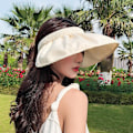 Miniatyrbillede 3 af 5: Dame Sommer Visor Hat Sol Visor Cap Sol Hat UV Beskyttelse Strand Cap Strand Rejse Hat Sort