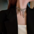 Miniatyrbillede 1 af 4: Rhinestone Choker Halskæde Sølv Diamant Stjerne Halskæder 4 Række Cr