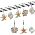 Miniatyrbillede 1 af 5: Seashell bruseforhængskroge, 12 rustfrie dekorative kroge i harpiks
