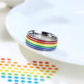 Miniatyrbillede 4 af 5: 8mm rustfrit stål emalje regnbue LGBT stolthed ring til kvinder og LGBTQ stolthed vielsesringe 2stk