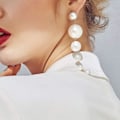 Miniatyrbillede 2 af 5: Kvinde Øreringe Perler Lang Dangle Øre Manchet Stud Øreringe Eardrop