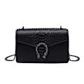 Miniatyrbild 1 av 4: Crossbody axelväska för kvinnor - Ormmönstrad läder Messenger Bag C