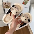 Miniatyrbild 5 av 5: Söta tecknade koslippers Anit-Slip Hemtofflor Inomhus Mjuk Tjock Sula Bekväm Djur Mute Ko Linne Slides Dam Slip on Skor (Storlek: 38-39)