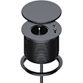 Miniatyrbilde 1 av 5: Innfelt strømbrett, Innfelt strømbrett med 1 stikkontakt, 1 USB-C-port, 1 USB-A-port, 75 mm diameter, 1,5 m kabel, skrivebordsstikkontakt for kjøkken, kontor,