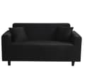Heltäckande sofföverdrag enfärgat elastiskt sofföverdrag för alla årstider, svart, L (190-230 cm)