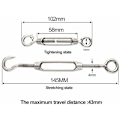 Miniatyrbilde 2 av 5: 6 stk. Wire Tensioner M4 Rustfritt Stål Justerbar Turnbuckle Hook And Eye Set H